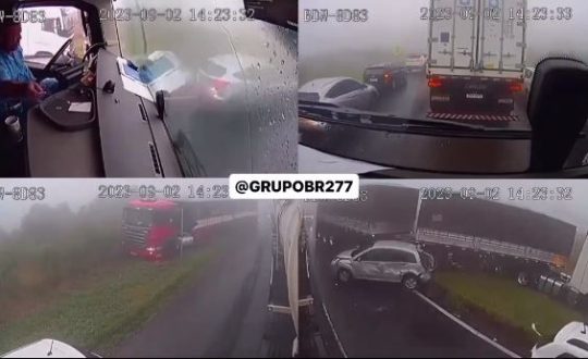 Vídeo: cenário trágico na BR-277 após engavetamento - Guararema News