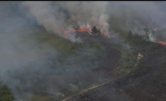 imagem mostra incendio na Serra do Tabuleiro