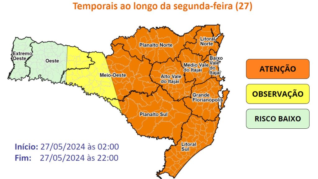 Ciclone extratropical pode trazer chuva de 100 mm a SC nesta segunda alerta Defesa Civil Visor Notícias