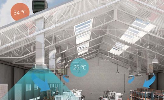 O climatizador capta o ar quente e seco externo e entrega para o ambiente um ar umidificado e com reducao de temperatura. Creditos Divulgacao Growth Global Visor Notícias