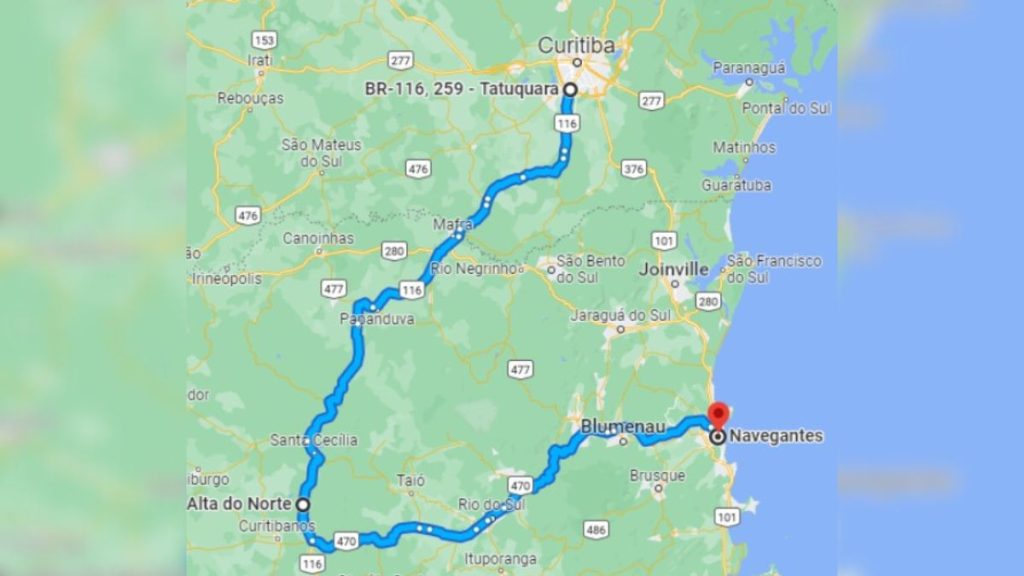 rota alternativa do acidente na BR 376 Foto Divulgacao Arteris Visor Notícias