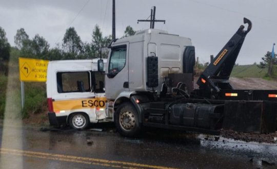 van escolar com dez criancas se envolve em acidente com caminhao em sc 2 800x533 1 Visor Notícias