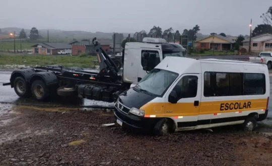 van escolar com dez criancas se envolve em acidente com caminhao em sc 3 Visor Notícias