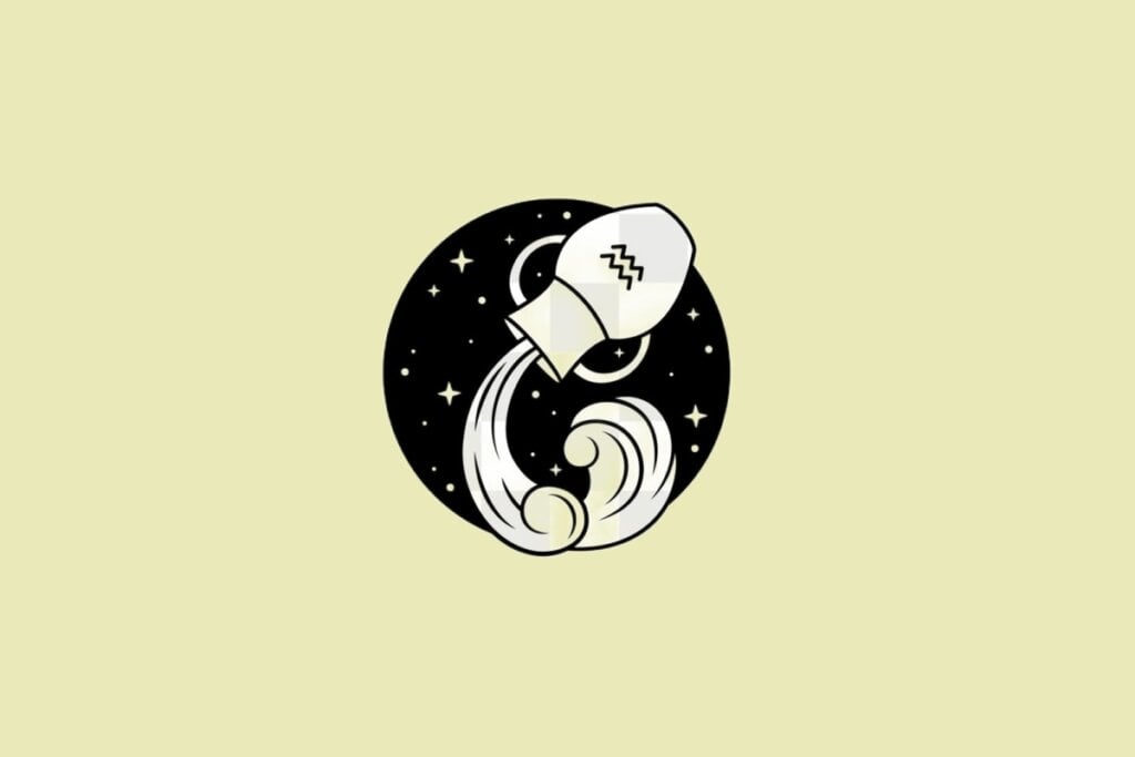Ilustração do signo de Aquário em um fundo creme
