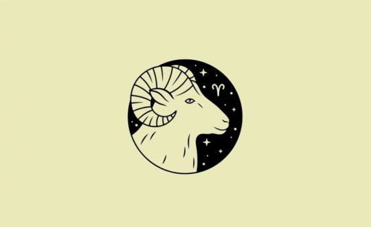 Ilustração do signo de Áries em um fundo creme