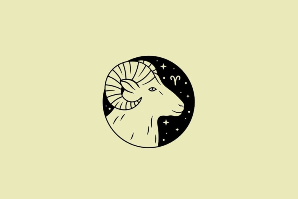 Ilustração do signo de Áries em um fundo creme