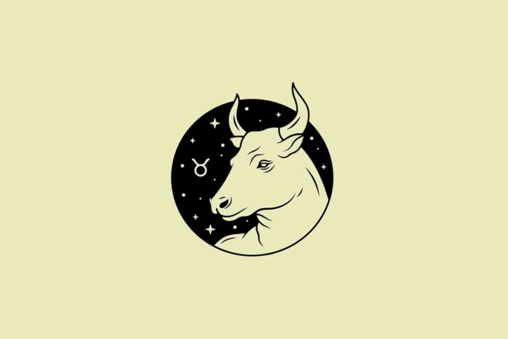 Ilustração do signo de Touro em um fundo creme