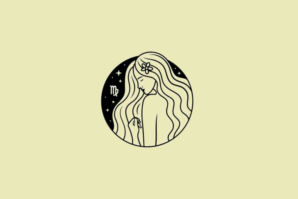 Ilustração do signo de Virgem em um fundo creme