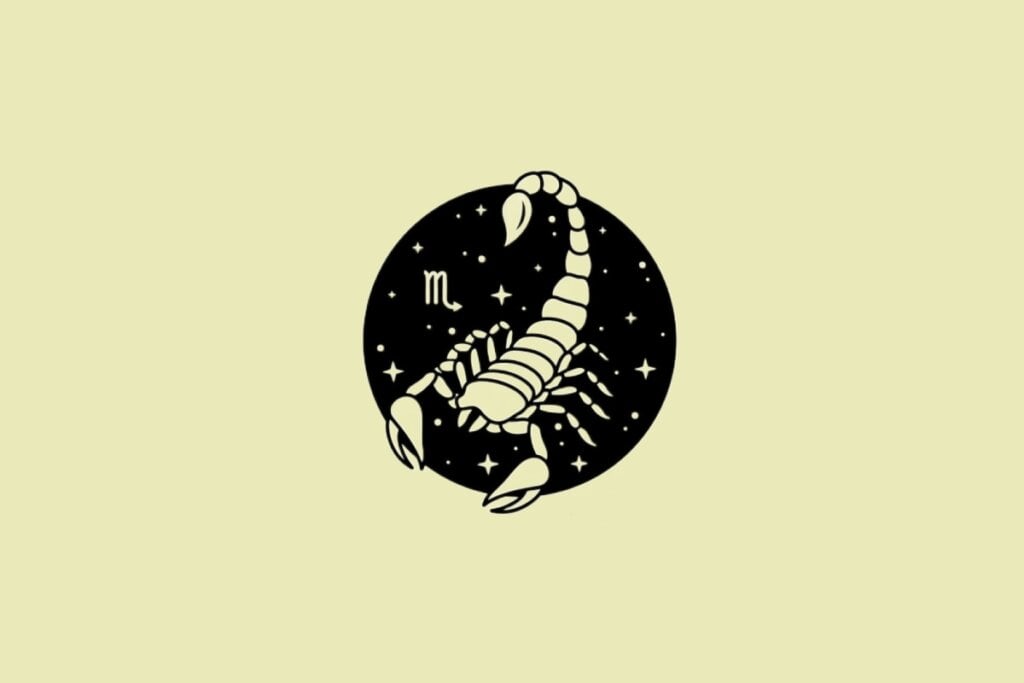 Ilustração do signo de Escorpião em um fundo creme
