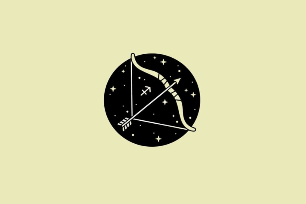 Ilustração do signo de Sagitário em um fundo creme
