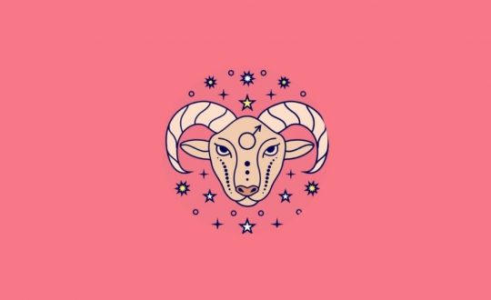 Ilustração do signo de Áries em um fundo rosa