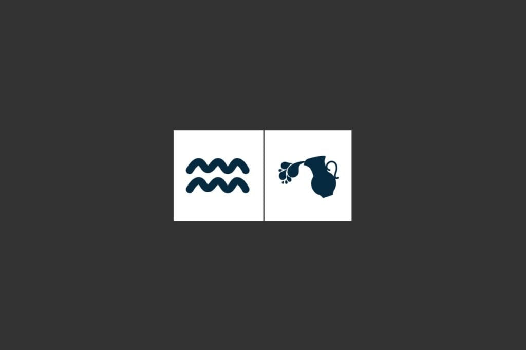 Ilustração do signo de aquário em azul em um fundo preto