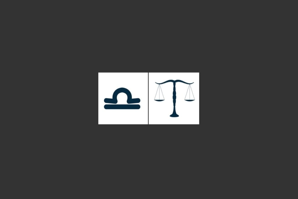 Ilustração do signo de libra em azul em um fundo preto