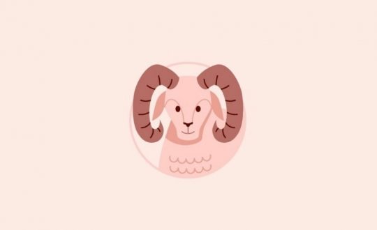 Ilustração do símbolo de áries em um fundo rosa