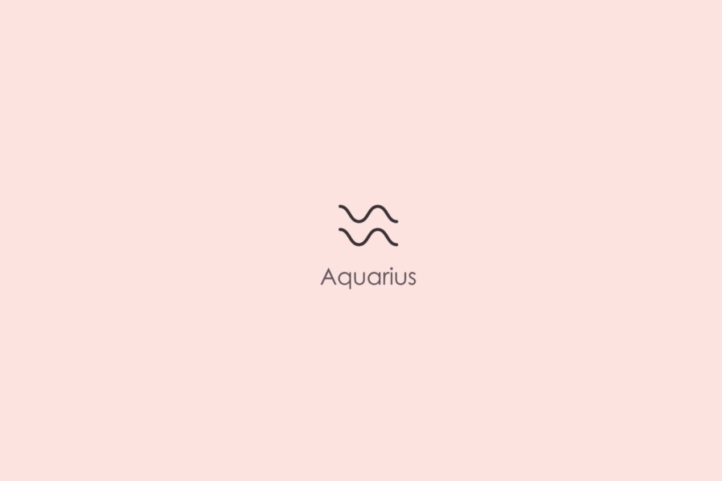 Ilustração do signo de aquário em um fundo vermelho-claro