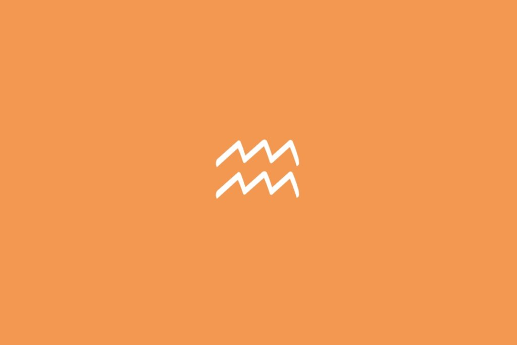 Ilustração do signo de aquário em um fundo laranja