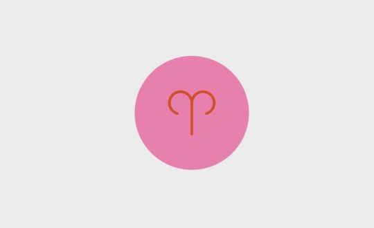 Ilustração do signo de áries em um círculo rosa
