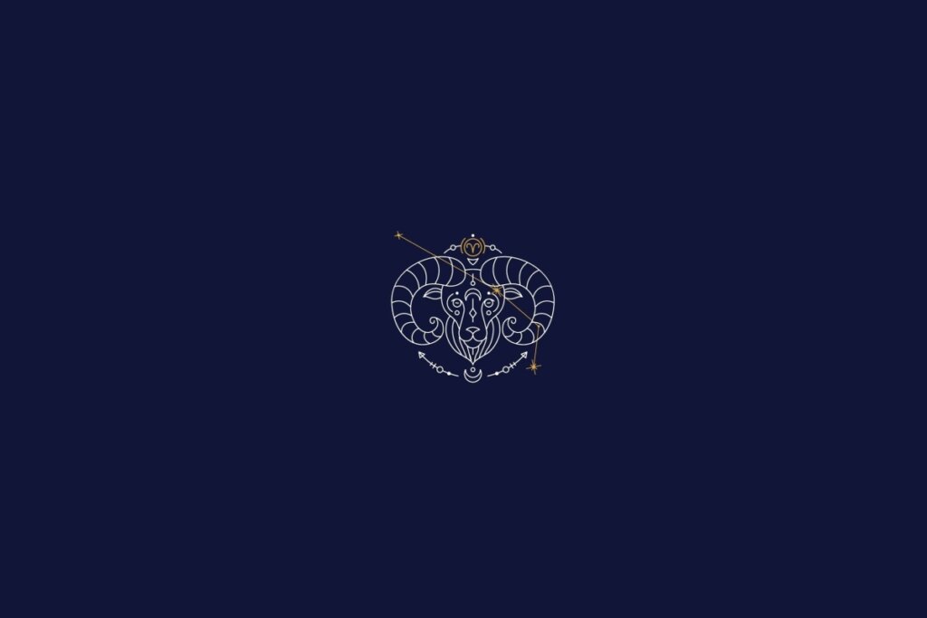 Ilustração do signo de áries em um fundo azul-escuro