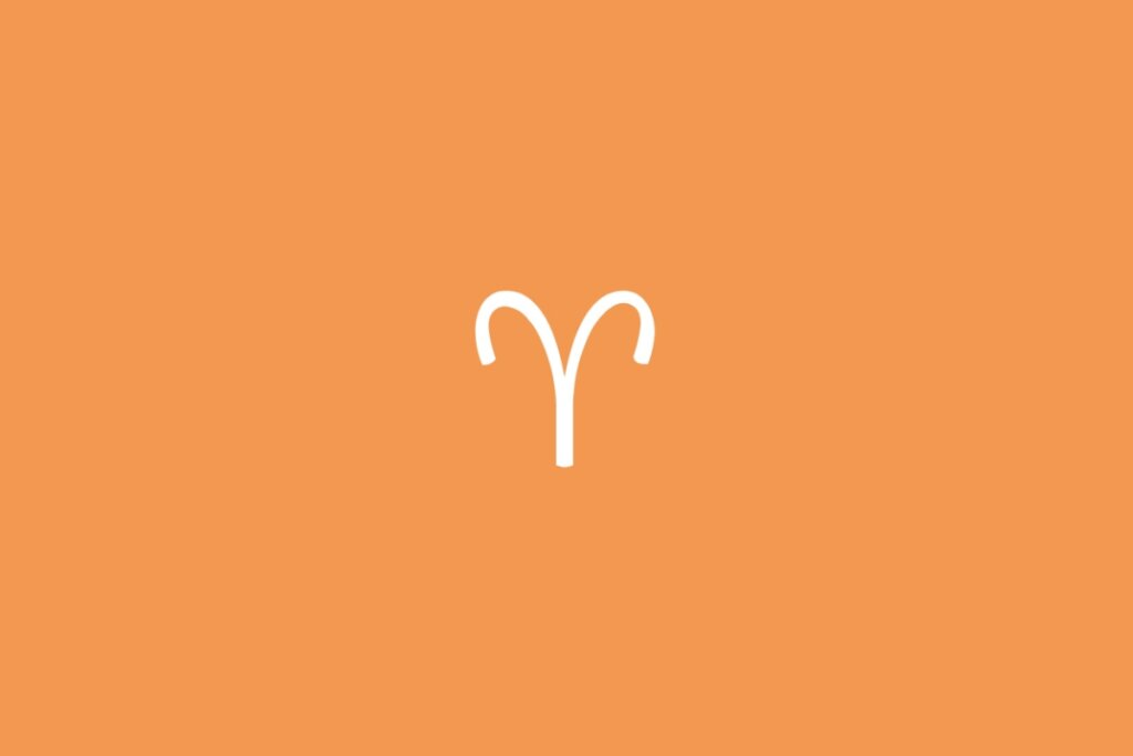 Ilustração do signo de áries em um fundo laranja