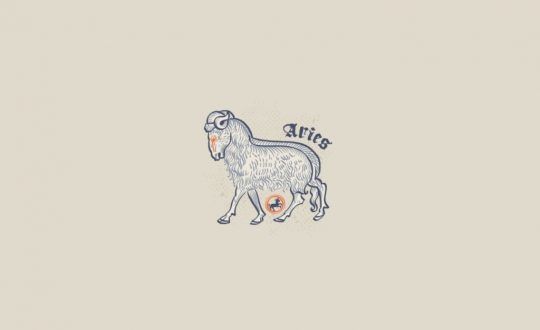 Ilustração do signo de áries em um fundo bege