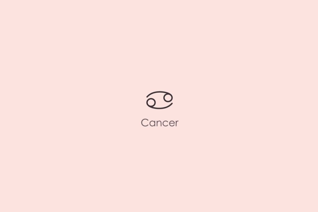Ilustração do signo de câncer em um fundo vermelho-claro