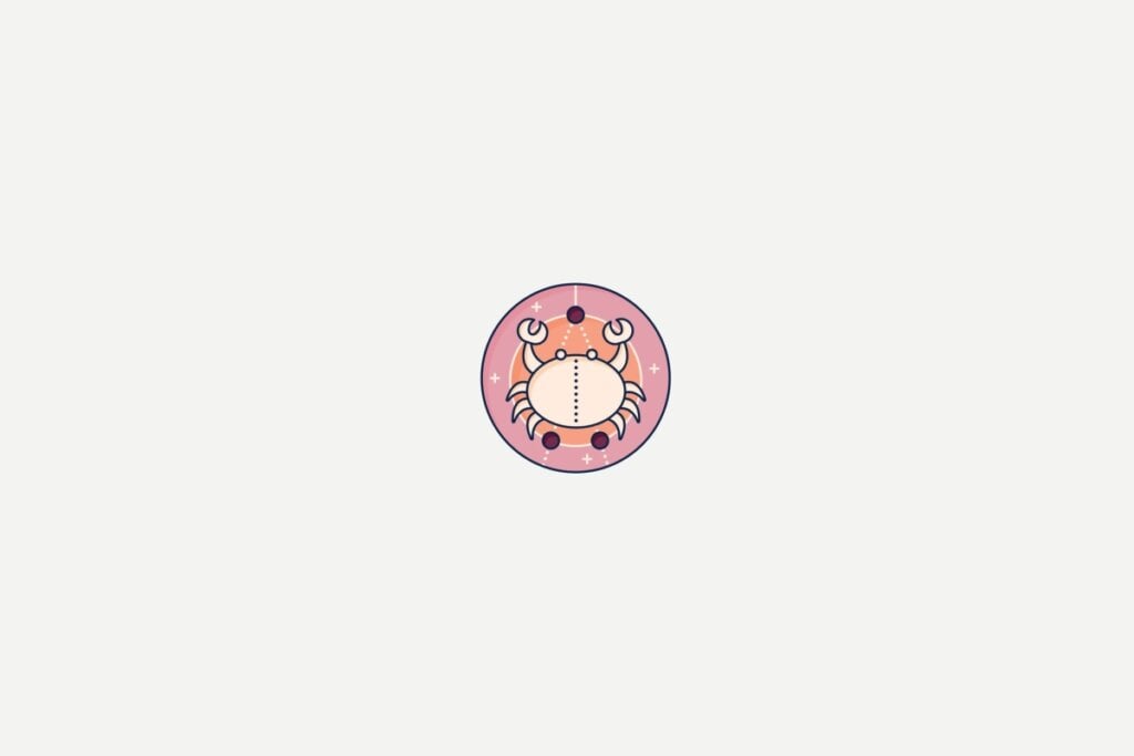 Ilustração do signo de Câncer dentro de um círculo rosa