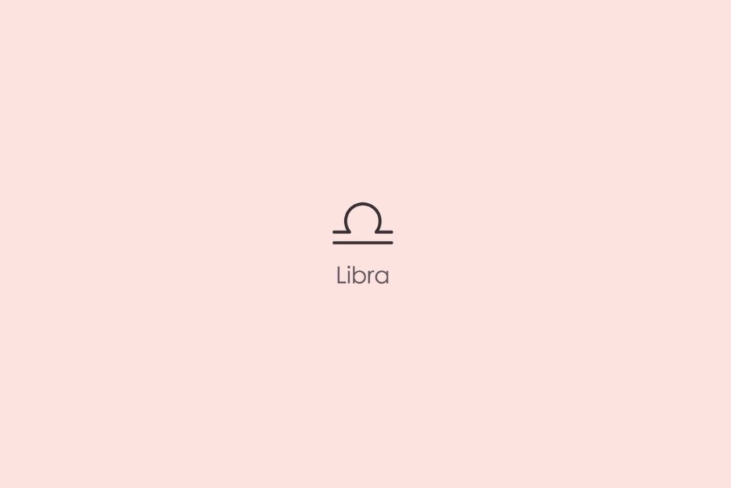 Ilustração do signo de libra em um fundo vermelho-claro