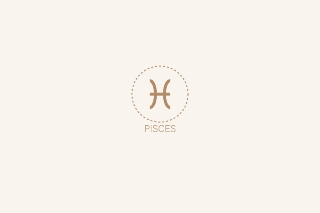 Ilustração do signo de peixes em um fundo bege