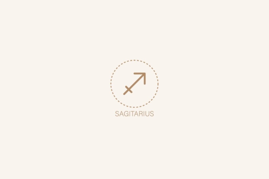 Ilustração do signo de sagitário em um fundo bege