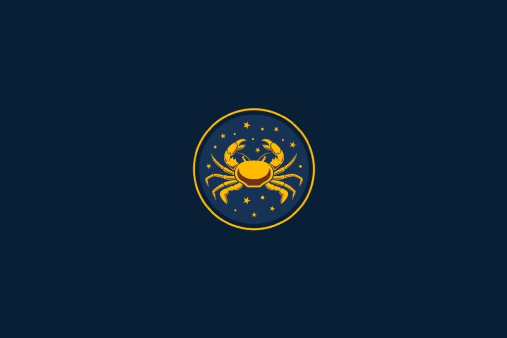 Ilustração do signo de Câncer em um fundo azul