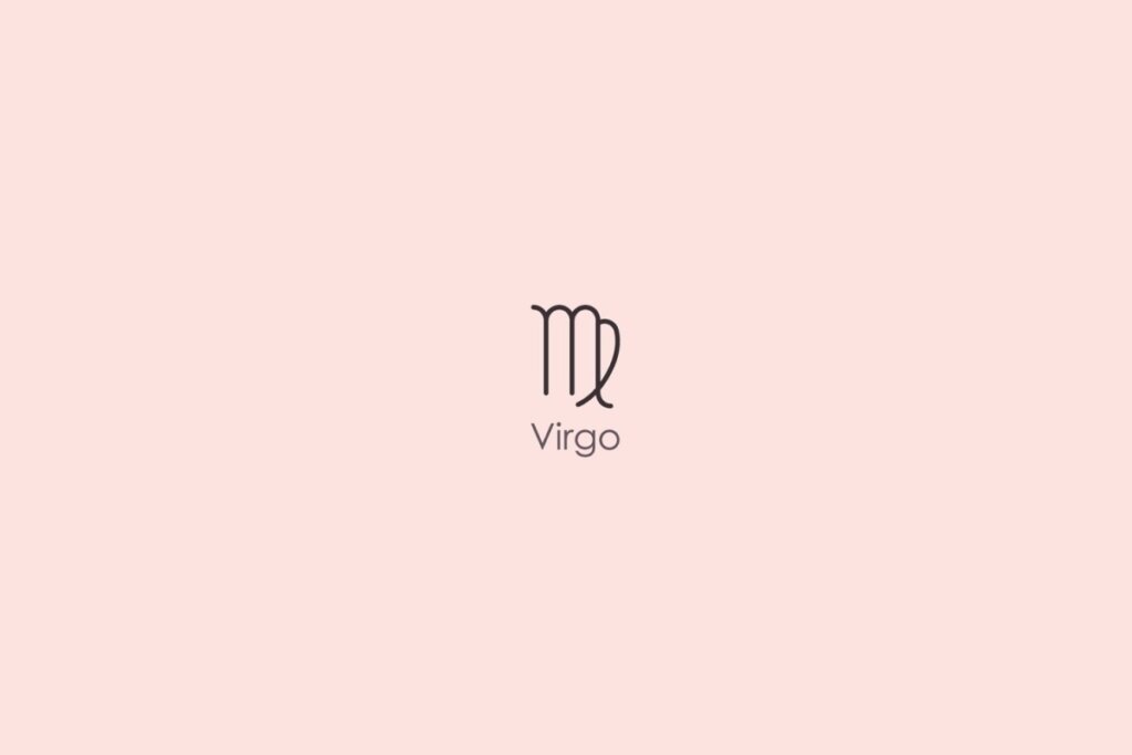 Ilustração do signo de virgem em um fundo vermelho-claro