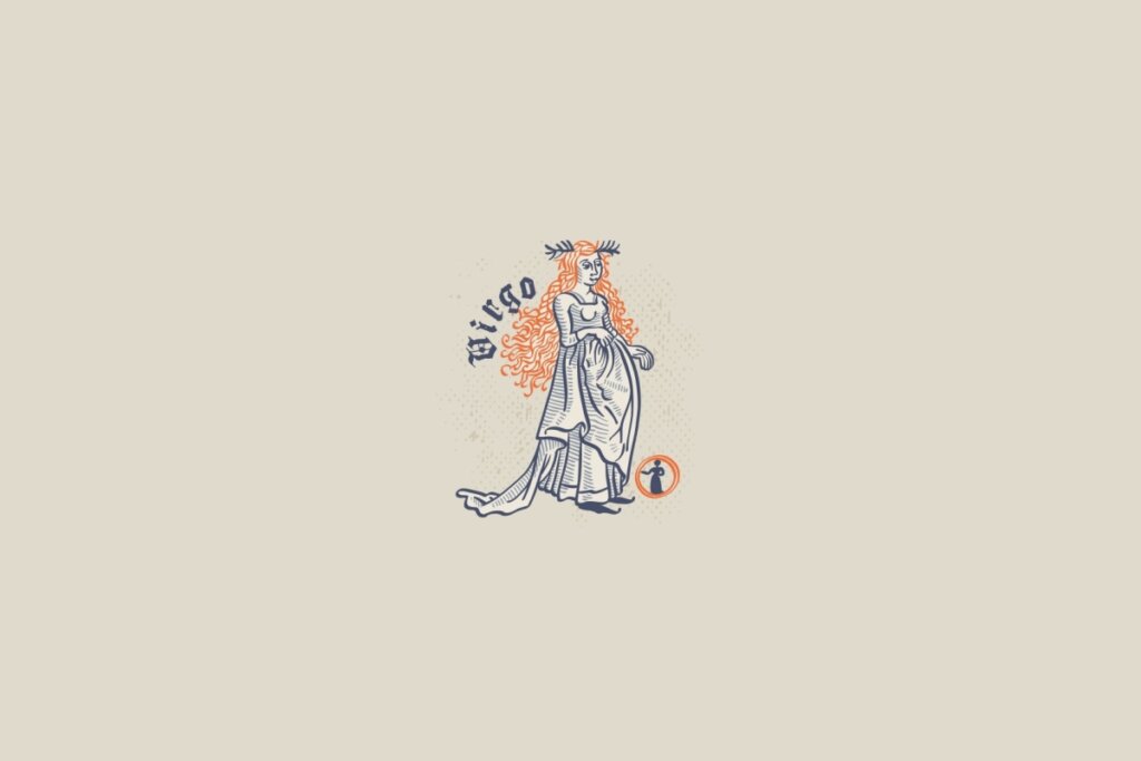 Ilustração do signo de virgem em um fundo bege